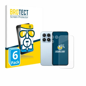 Parte frontale di una confezione del prodotto con il logo del marchio BROTECT. Accanto è raffigurato il dispositivo Xiaomi 17 