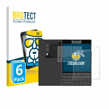 Parte frontale di una confezione del prodotto con il logo del marchio BROTECT. Accanto è raffigurato il dispositivo Unihertz T