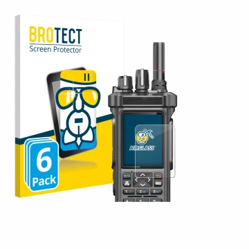 Parte frontale di una confezione del prodotto con il logo del marchio BROTECT. Accanto è raffigurato il dispositivo Radtel RT-