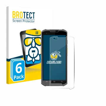 Parte frontale di una confezione del prodotto con il logo del marchio BROTECT. Accanto è raffigurato il dispositivo Newland MT