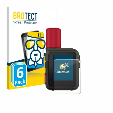 Parte frontale di una confezione del prodotto con il logo del marchio BROTECT. Accanto è raffigurato il dispositivo Garmin inR