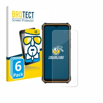 Parte frontale di una confezione del prodotto con il logo del marchio BROTECT. Accanto è raffigurato il dispositivo Ulefone Ru