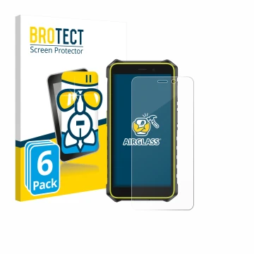 Parte frontale di una confezione del prodotto con il logo del marchio BROTECT. Accanto è raffigurato il dispositivo Ulefone Ru