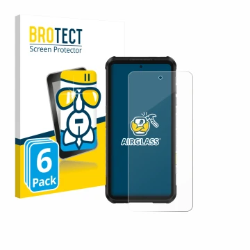 Parte frontale di una confezione del prodotto con il logo del marchio BROTECT. Accanto è raffigurato il dispositivo Ulefone Ru