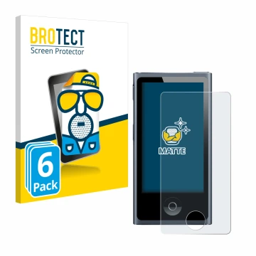 Parte frontale di una confezione del prodotto con il logo del marchio BROTECT. Accanto è raffigurato il dispositivo Apple iPod