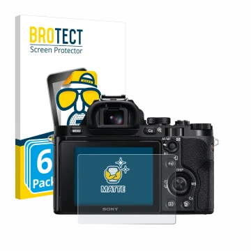 Parte frontale di una confezione del prodotto con il logo del marchio BROTECT. Accanto è raffigurato il dispositivo Sony Alpha
