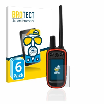 Parte frontale di una confezione del prodotto con il logo del marchio BROTECT. Accanto è raffigurato il dispositivo Garmin Alp