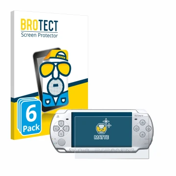 Parte frontale di una confezione del prodotto con il logo del marchio BROTECT. Accanto è raffigurato il dispositivo Sony PSP 2