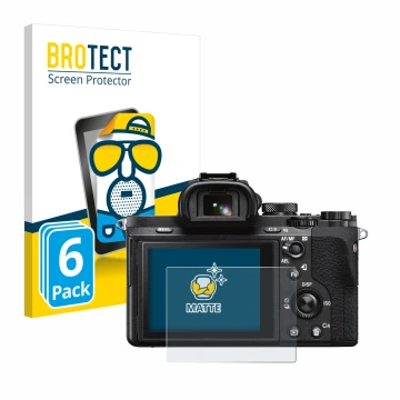 Parte frontale di una confezione del prodotto con il logo del marchio BROTECT. Accanto è raffigurato il dispositivo Sony Alpha