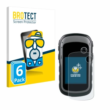 Parte frontale di una confezione del prodotto con il logo del marchio BROTECT. Accanto è raffigurato il dispositivo Garmin eTr