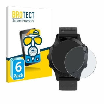 Parte frontale di una confezione del prodotto con il logo del marchio BROTECT. Accanto è raffigurato il dispositivo Garmin Fen