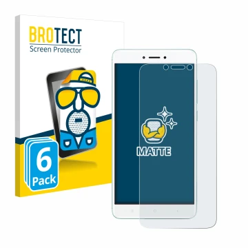 Parte frontale di una confezione del prodotto con il logo del marchio BROTECT. Accanto è raffigurato il dispositivo Xiaomi Red