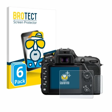 Parte frontale di una confezione del prodotto con il logo del marchio BROTECT. Accanto è raffigurato il dispositivo Nikon D750