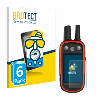 Parte frontale di una confezione del prodotto con il logo del marchio BROTECT. Accanto è raffigurato il dispositivo Garmin Ate