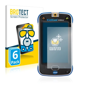 Parte frontale di una confezione del prodotto con il logo del marchio BROTECT. Accanto è raffigurato il dispositivo Vtech Kidi