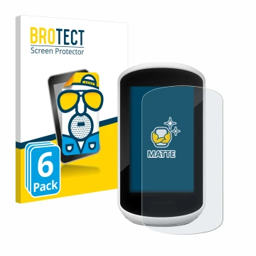 Parte frontale di una confezione del prodotto con il logo del marchio BROTECT. Accanto è raffigurato il dispositivo Garmin Edg