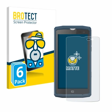 Parte frontale di una confezione del prodotto con il logo del marchio BROTECT. Accanto è raffigurato il dispositivo Crosscall 