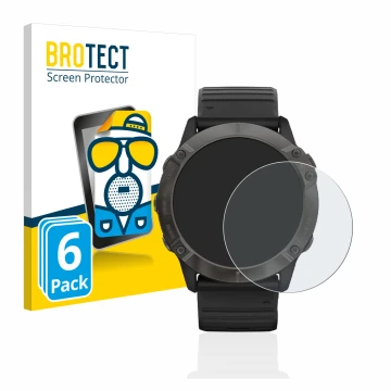 Parte frontale di una confezione del prodotto con il logo del marchio BROTECT. Accanto è raffigurato il dispositivo Garmin Fen