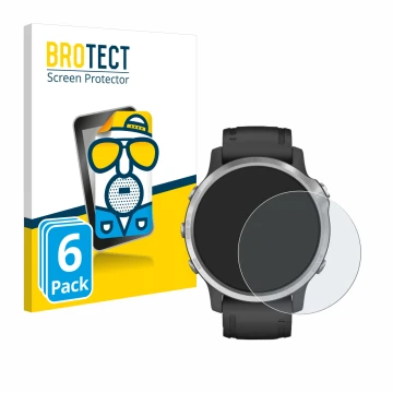 Parte frontale di una confezione del prodotto con il logo del marchio BROTECT. Accanto è raffigurato il dispositivo Garmin Fen
