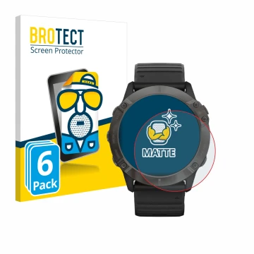 Parte frontale di una confezione del prodotto con il logo del marchio BROTECT. Accanto è raffigurato il dispositivo Garmin Fen
