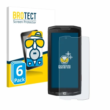 Parte frontale di una confezione del prodotto con il logo del marchio BROTECT. Accanto è raffigurato il dispositivo Crosscall 