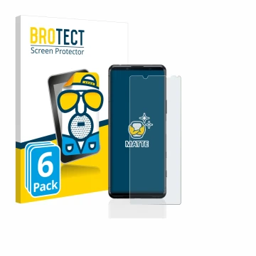 Parte frontale di una confezione del prodotto con il logo del marchio BROTECT. Accanto è raffigurato il dispositivo Sony Xperi