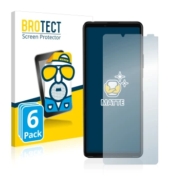 Parte frontale di una confezione del prodotto con il logo del marchio BROTECT. Accanto è raffigurato il dispositivo Sony Xperi