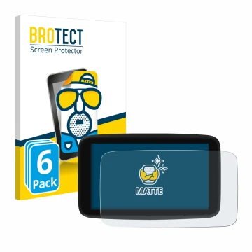 Parte frontale di una confezione del prodotto con il logo del marchio BROTECT. Accanto è raffigurato il dispositivo TomTom GO 