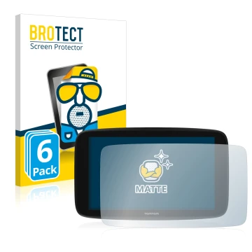 Parte frontale di una confezione del prodotto con il logo del marchio BROTECT. Accanto è raffigurato il dispositivo TomTom Go 