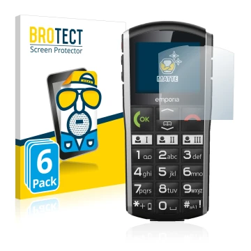 Parte frontale di una confezione del prodotto con il logo del marchio BROTECT. Accanto è raffigurato il dispositivo Emporia Si
