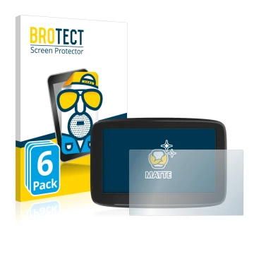 Parte frontale di una confezione del prodotto con il logo del marchio BROTECT. Accanto è raffigurato il dispositivo TomTom GO 