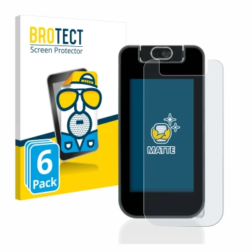 Parte frontale di una confezione del prodotto con il logo del marchio BROTECT. Accanto è raffigurato il dispositivo Vtech Kidi