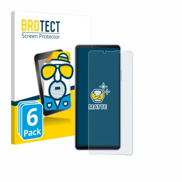 Parte frontale di una confezione del prodotto con il logo del marchio BROTECT. Accanto è raffigurato il dispositivo Sony Xperi