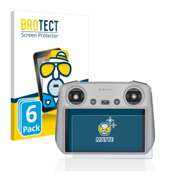 Parte frontale di una confezione del prodotto con il logo del marchio BROTECT. Accanto è raffigurato il dispositivo DJI RC Con