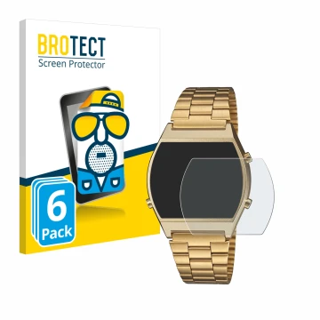 Parte frontale di una confezione del prodotto con il logo del marchio BROTECT. Accanto è raffigurato il dispositivo Casio Retr