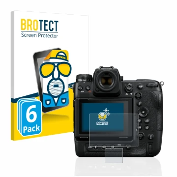 Parte frontale di una confezione del prodotto con il logo del marchio BROTECT. Accanto è raffigurato il dispositivo Nikon Z 9 