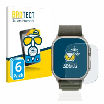 Parte frontale di una confezione del prodotto con il logo del marchio BROTECT. Accanto è raffigurato il dispositivo Apple Watc