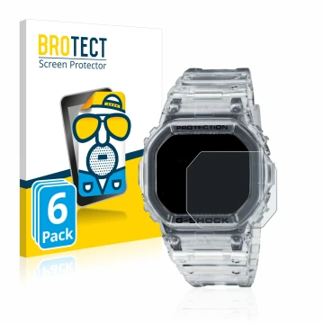 Parte frontale di una confezione del prodotto con il logo del marchio BROTECT. Accanto è raffigurato il dispositivo Casio G-Sh