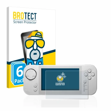 Parte frontale di una confezione del prodotto con il logo del marchio BROTECT. Accanto è raffigurato il dispositivo Evercade E