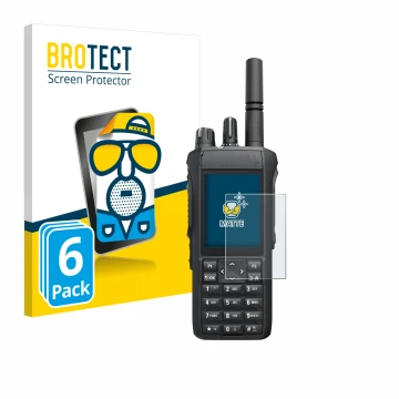 Parte frontale di una confezione del prodotto con il logo del marchio BROTECT. Accanto è raffigurato il dispositivo Motorola R