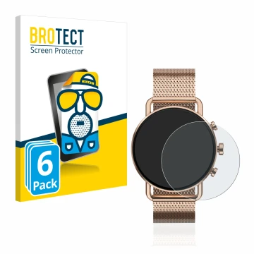 Parte frontale di una confezione del prodotto con il logo del marchio BROTECT. Accanto è raffigurato il dispositivo Skagen Fal