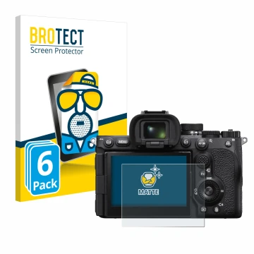 Parte frontale di una confezione del prodotto con il logo del marchio BROTECT. Accanto è raffigurato il dispositivo Sony Alpha