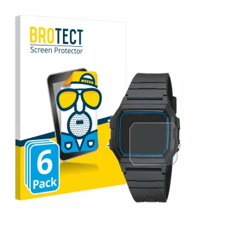 Parte frontale di una confezione del prodotto con il logo del marchio BROTECT. Accanto è raffigurato il dispositivo Casio F-10