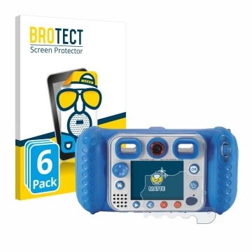 Parte frontale di una confezione del prodotto con il logo del marchio BROTECT. Accanto è raffigurato il dispositivo Vtech Kidi