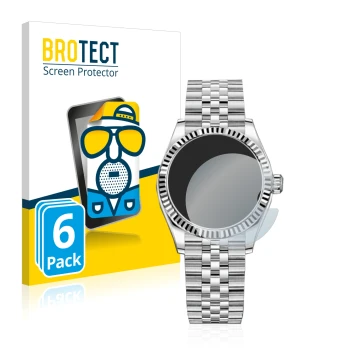 Parte frontale di una confezione del prodotto con il logo del marchio BROTECT. Accanto è raffigurato il dispositivo Rolex Date