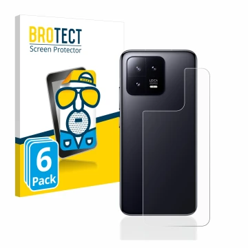 Parte frontale di una confezione del prodotto con il logo del marchio BROTECT. Accanto è raffigurato il dispositivo Xiaomi 13 