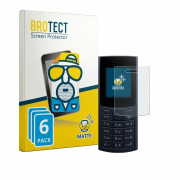Parte frontale di una confezione del prodotto con il logo del marchio BROTECT. Accanto è raffigurato il dispositivo Nokia 110 