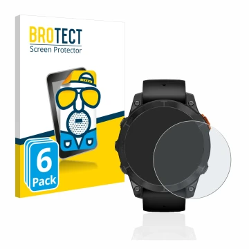 Parte frontale di una confezione del prodotto con il logo del marchio BROTECT. Accanto è raffigurato il dispositivo Garmin Fen