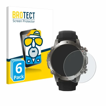 Parte frontale di una confezione del prodotto con il logo del marchio BROTECT. Accanto è raffigurato il dispositivo Huami Amaz