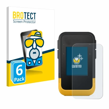 Parte frontale di una confezione del prodotto con il logo del marchio BROTECT. Accanto è raffigurato il dispositivo Garmin eTr